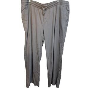 Old Navy Pants XXL Tan Linen Blend Casual Lagenlook Relaxed Fit Breathable